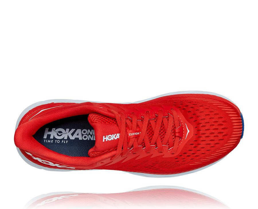 Chaussure Running Hoka One One Clifton 7 Homme - Rouge/Blanche - QGU-875692